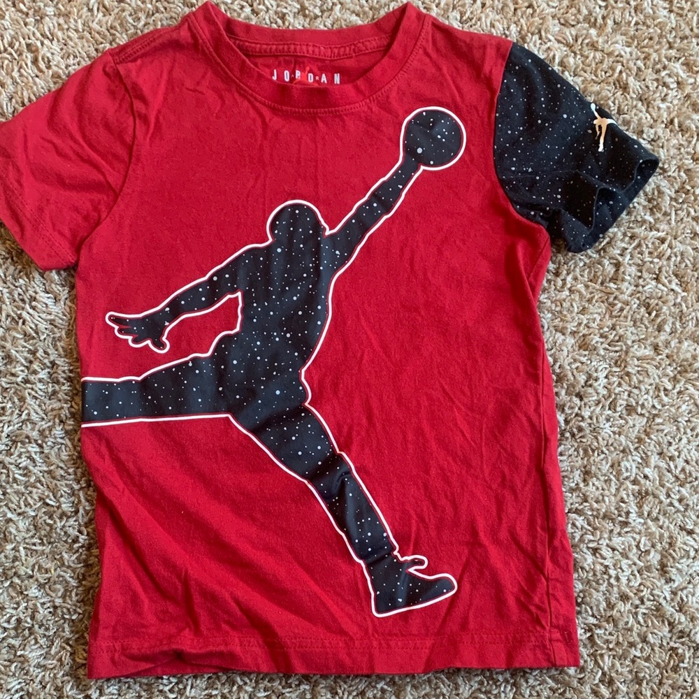 Jordan Kids Red and Black Basketball Silhouette Tee